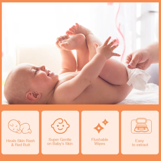 Salviette baby flow pack senza profumo per la pulizia di mani e bocca